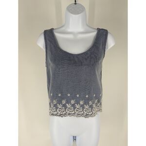 dELiA*s Vintage 90s Embroidered Chambray Crop Tank Top